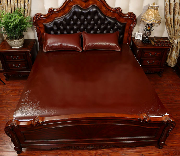 整张头层水牛皮凉席牛皮席子软硬清水18三件套彩绘学生儿童定做