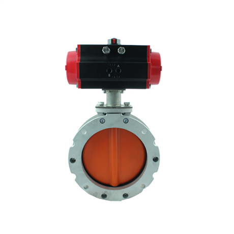 d641x6双法兰式气动粉体蝶阀气动粉体水泥蝶阀气动不锈钢法兰蝶阀