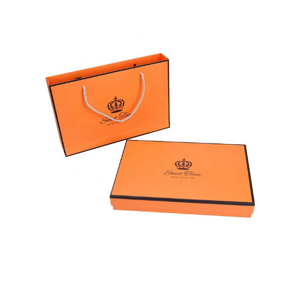 手提袋包装盒 青岛即墨实力厂家 定制精美橙色天地盖服装礼盒 简约衣服礼物包装盒