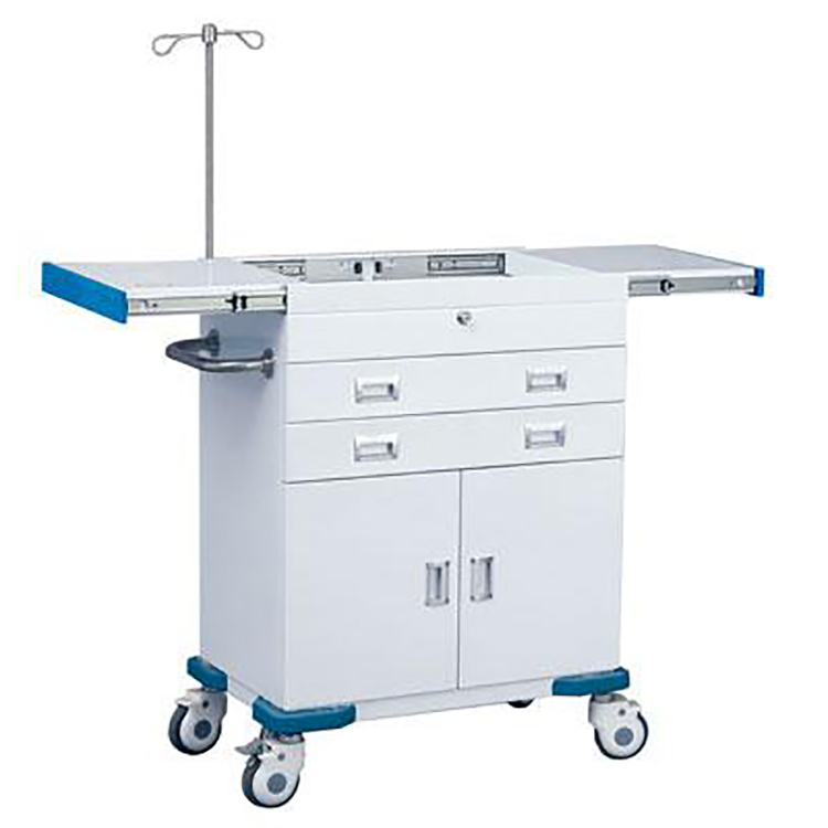 华瑞欧式平抽式抢救车e051810480900mm医用推车