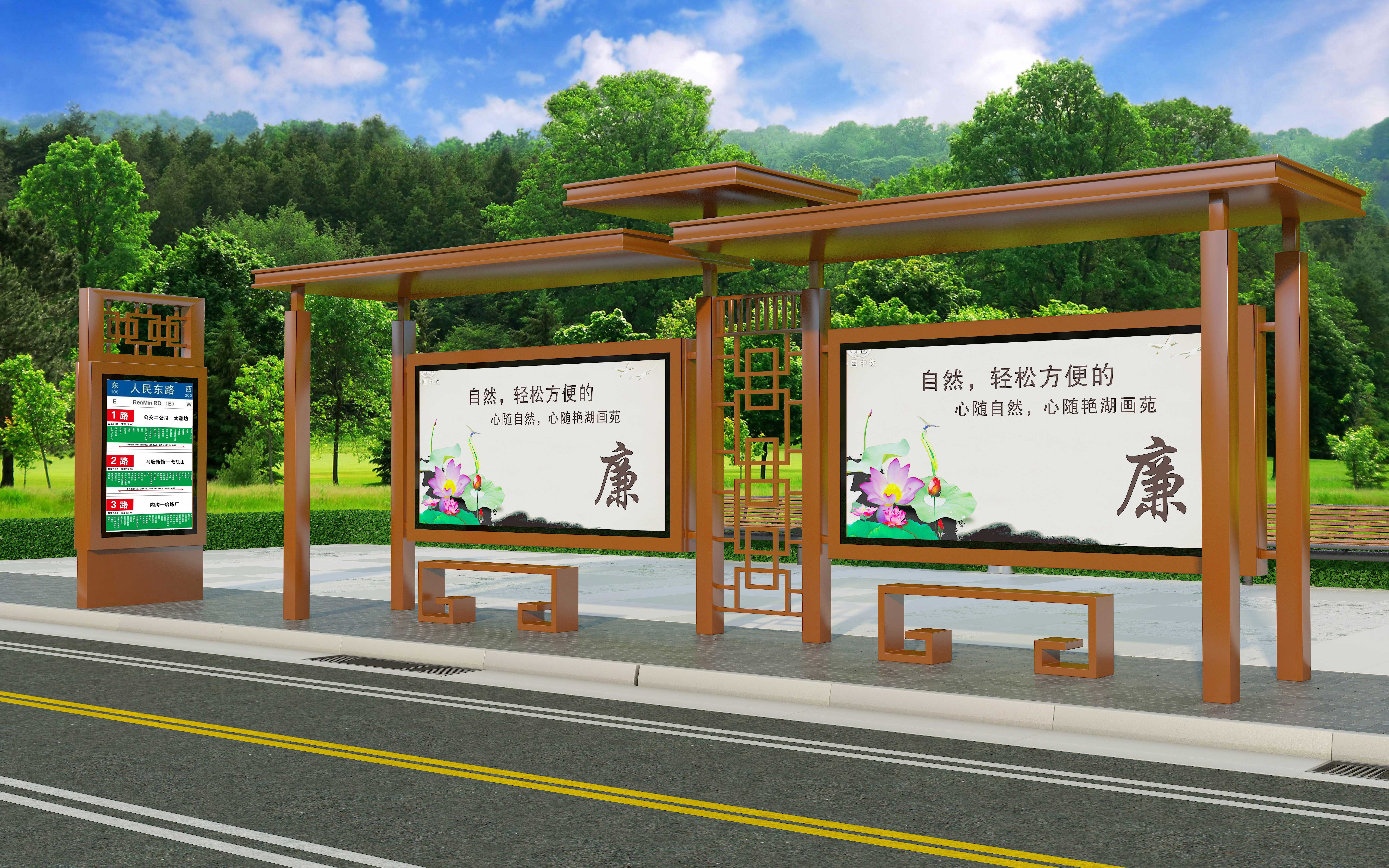 仿古公交候车亭 候车亭厂家 不锈钢候车亭制作 薄利多销