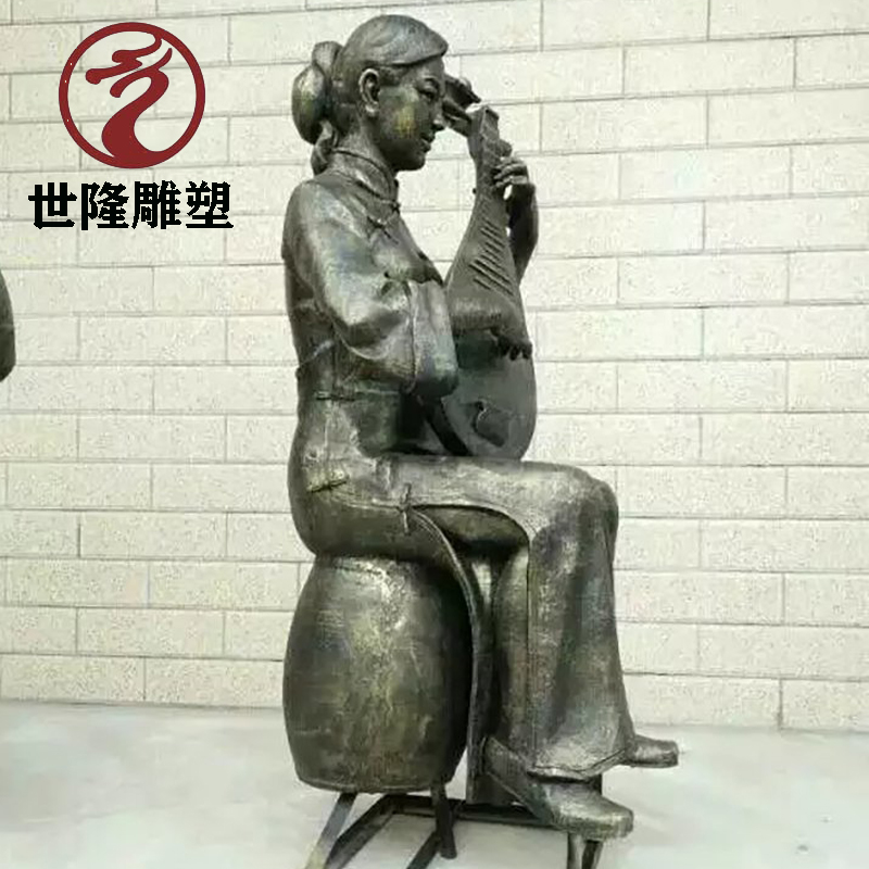 吹拉弹唱人物铜雕 景观纯铜音乐人物定制 铸铜雕塑