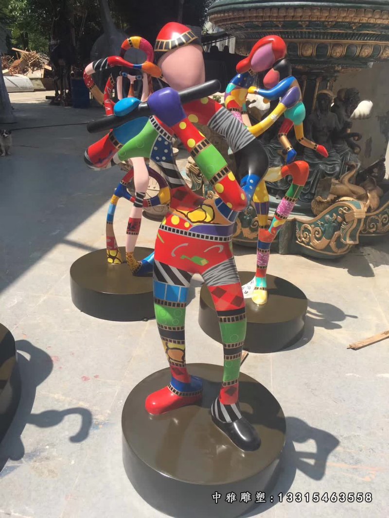 抽象城市不锈钢彩绘雕塑