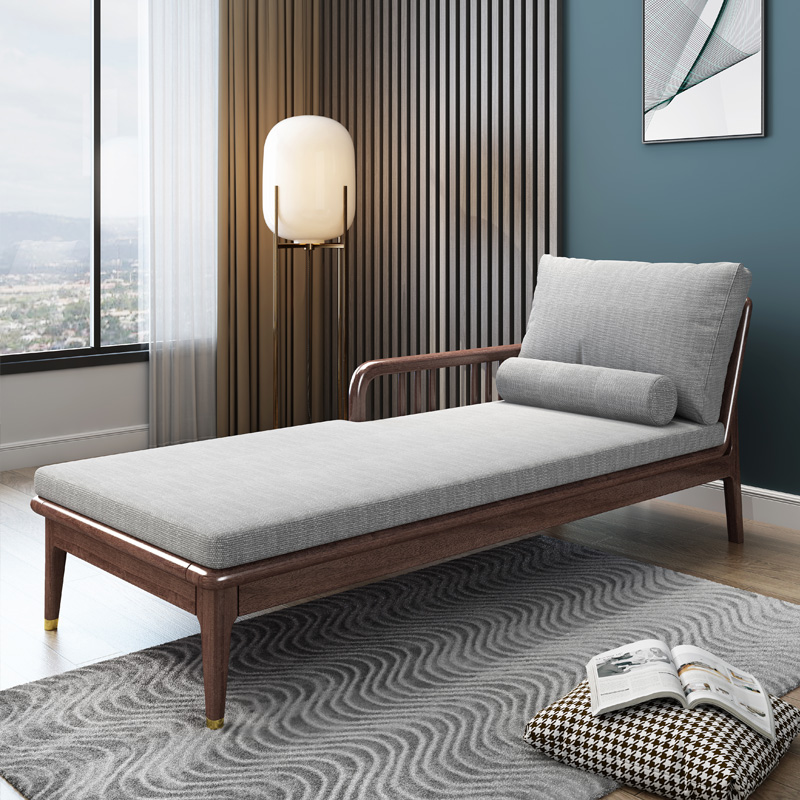 实木贵妃椅小户型休闲懒人躺椅客厅阳台新中式简约床边单人贵妃榻