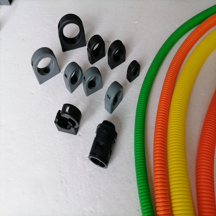 pg16波纹管固定座 黑色圆形卡座 灰色圆形一体式固定支架厂家