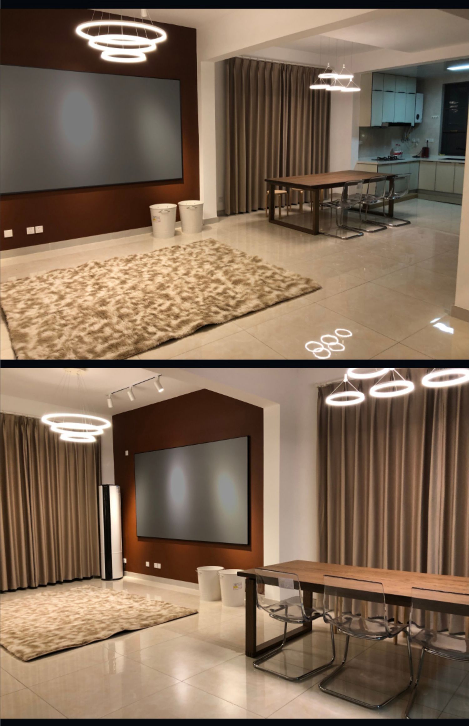 黑钻画框投影仪幕布激光电视4k家用100寸120超窄边框黑晶金属抗光