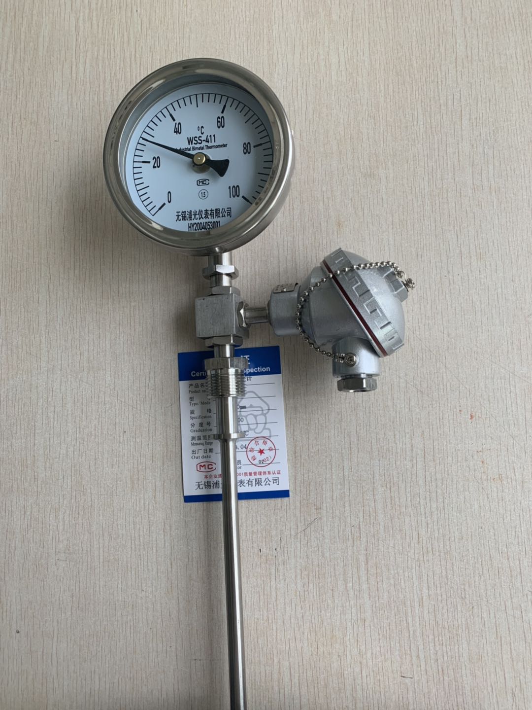 不锈钢shuangji热电偶双金属温度计指针式双金属温度计