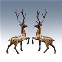 吉祥福鹿铜象摆件 长角纯铜鹿雕塑 景区观赏铜小鹿像