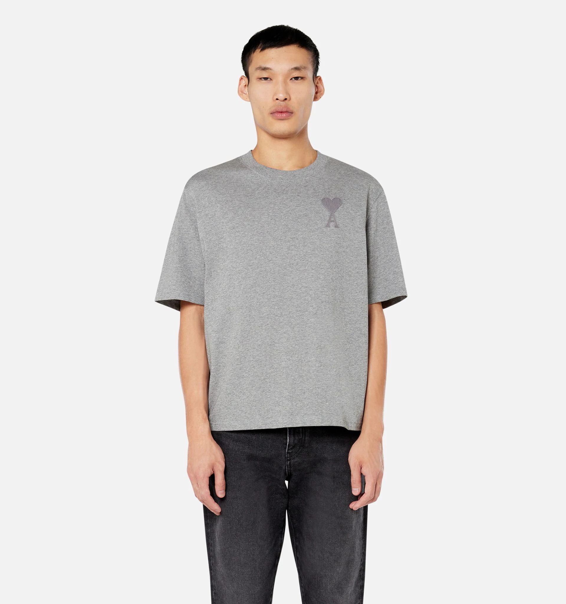 代购amiparis大爱心短袖2021新款男女刺绣t恤情侣装宽松