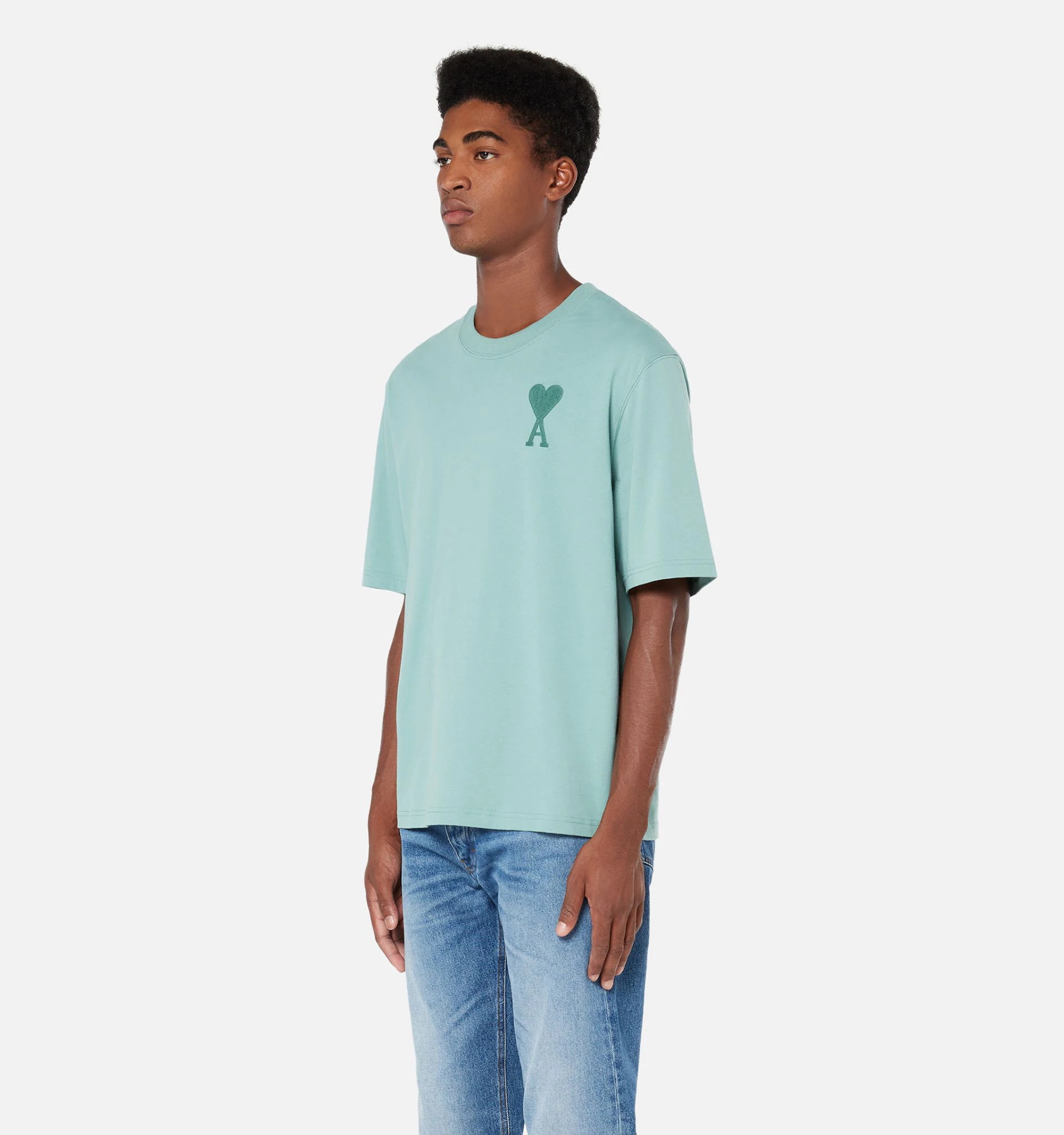 代购amiparis大爱心短袖2021新款男女刺绣t恤情侣装宽松