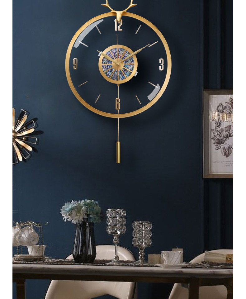 北欧现代轻奢挂钟鹿头创意钟表挂墙简约挂表时尚家用客厅装饰时钟