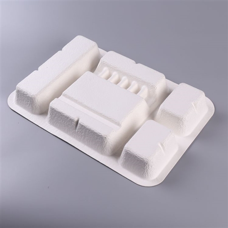 医疗用品纸托包装干压工艺厚度20mm可降解甘蔗渣材质定制电子产品纸塑