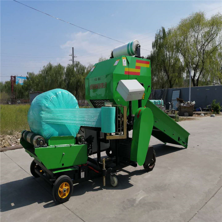 青贮玉米秸秆打包机 全新外置轴承打捆包膜一体机