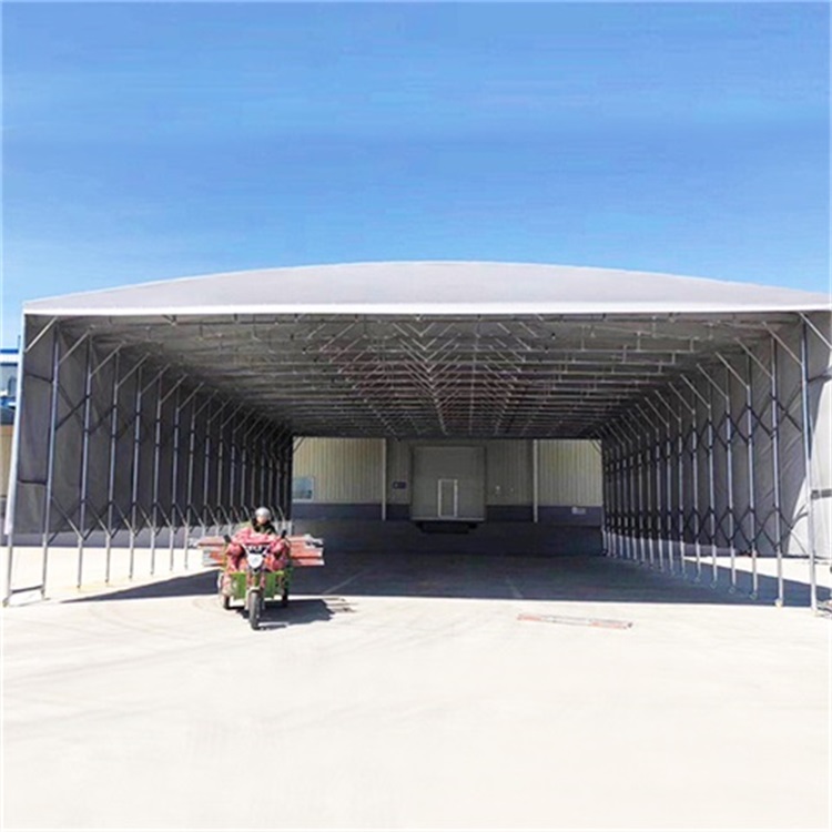 连云港工地移动雨棚生产批发电动移动推拉棚智晟