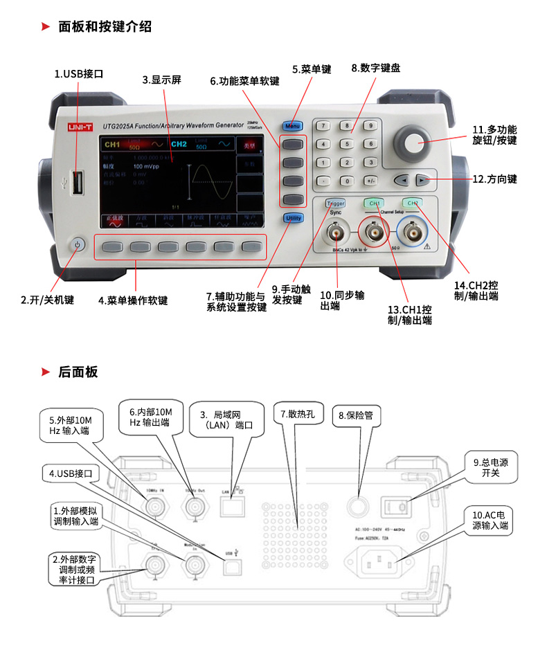 优利德utg1005a任意波形发生器函数信号发生器方波脉冲信号源频率