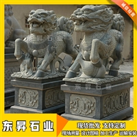 上海老码头石雕麒麟摆放 门口石头麒麟 展厅石麒麟雕刻