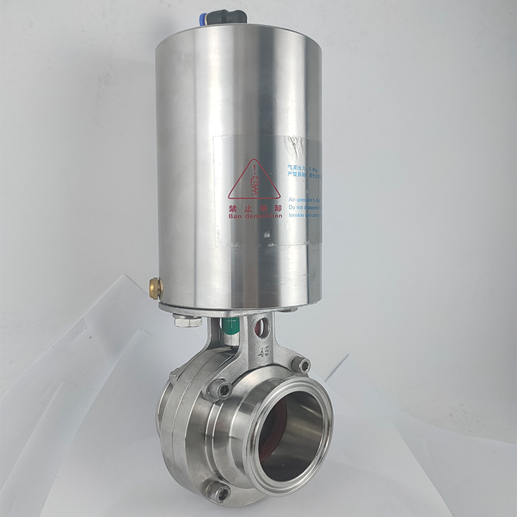 不锈钢卫生级气动蝶阀304立式快装蝶阀