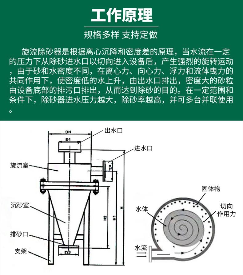 旋流除砂器不锈钢旋流除砂器盐城dn32柱型旋流除砂器