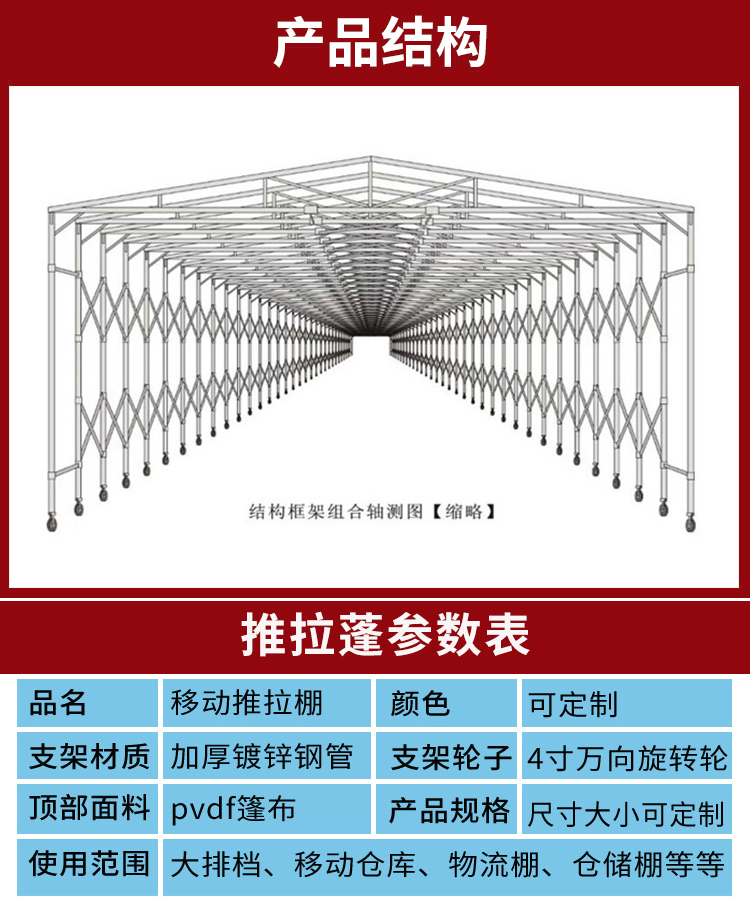 定做大型移动推拉蓬 仓库棚 物流仓储货物篷