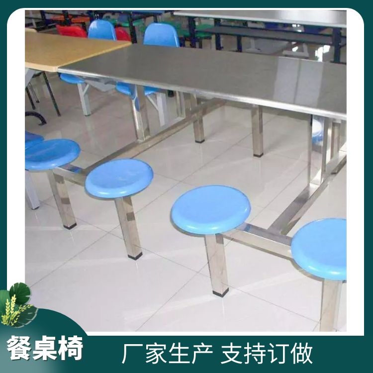 湖南不锈钢餐桌椅生产厂家 连体餐桌椅 杰顺食堂餐桌椅定做