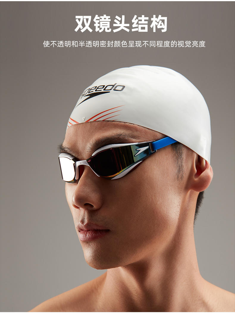 speedo新款fastskin皮鍍膜泳鏡防水防霧高清競賽游泳鏡