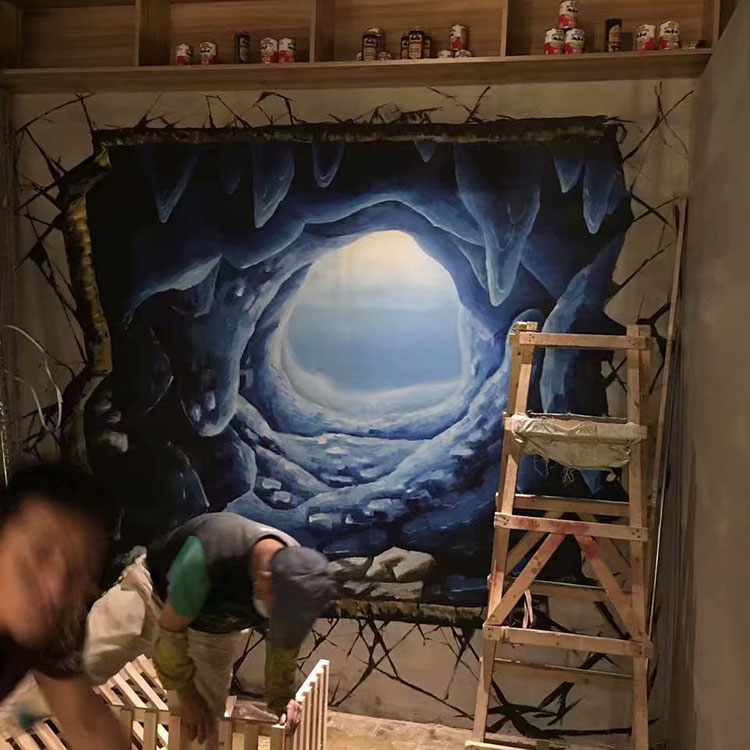 甘肃定西农村建设手绘墙3d背景墙画甘肃格琳童画装饰工程