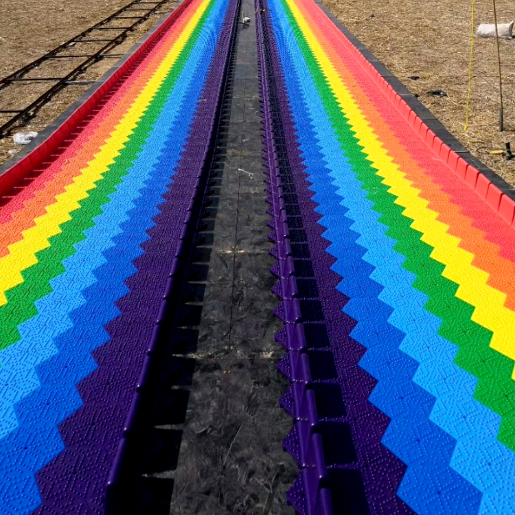 公园小型彩虹滑道价格 网红无动力旱雪滑梯 大型四季滑道价格