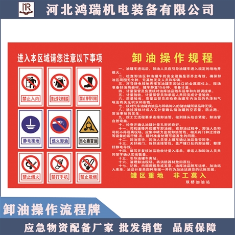 河北鸿瑞 中石化双面卸油操作规格牌