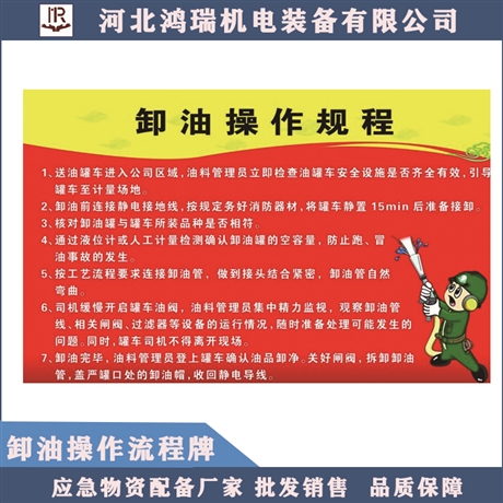 河北鸿瑞 卸油操作规程牌  中国石油标准