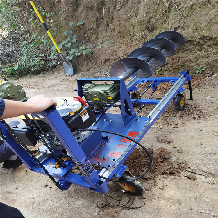 小型种树挖坑机 推车轮式挖树孔机器软硬可钻 LL155Z轻便打洞器