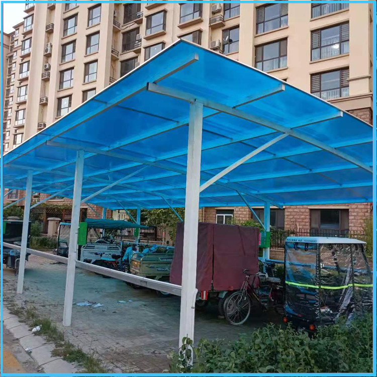 沐川中空8mm阳光板车棚pc双层蓝色阳光板聚碳酸酯阳光板