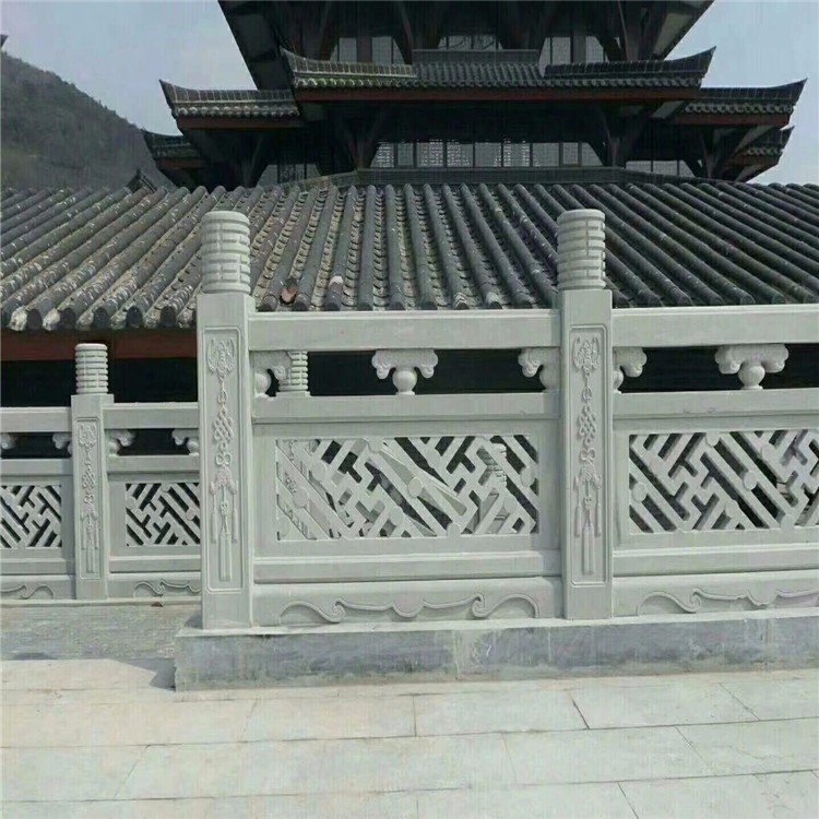 小区装饰石栏杆园林景区青石雕刻栏板中式石栏杆定制