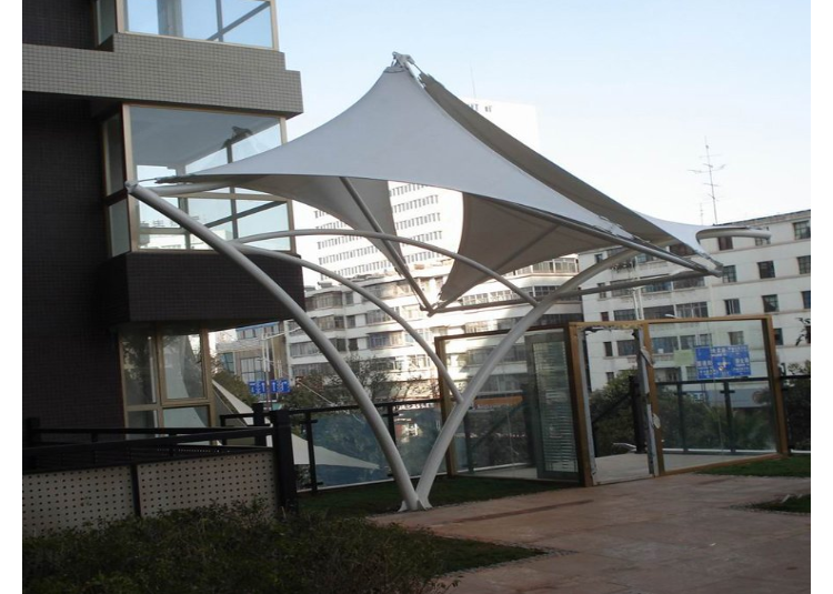 出入口膜结构地下车库口遮雨棚商业街门头棚钢结构棚