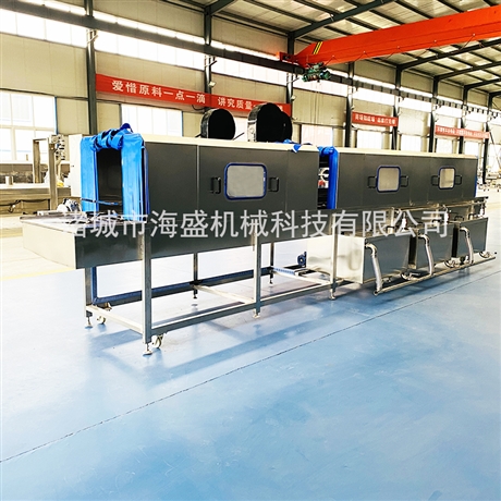 蒸汽加熱洗筐流水線 熱堿水高壓噴淋自動洗箱機 隧道式洗筐機