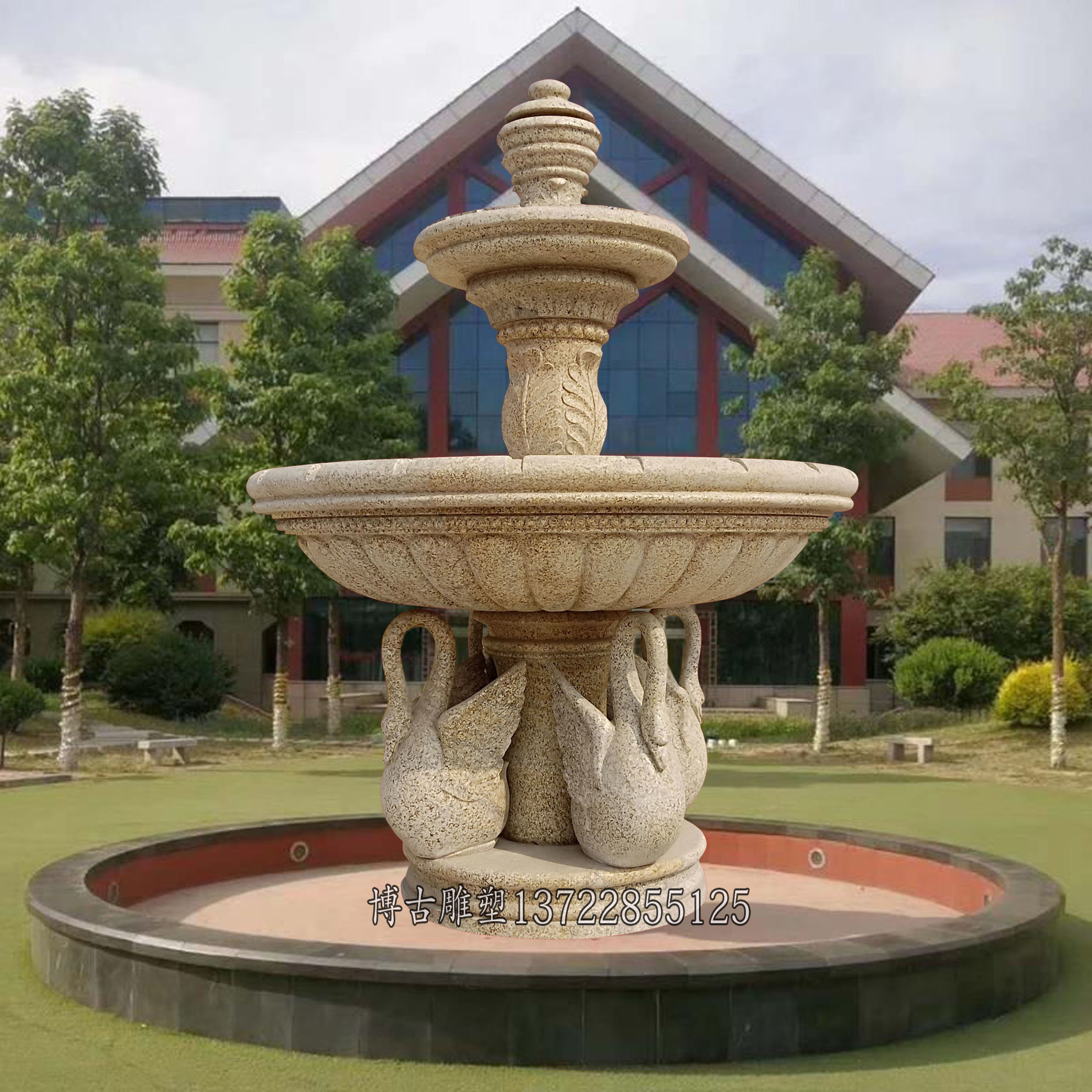 别墅欧式人物石雕喷泉定制