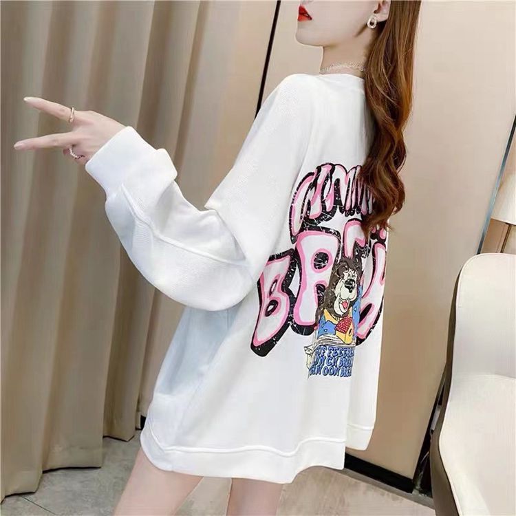 fiveplusalangel女装是什么牌子尾货批发app女士加绒加厚圆领卫衣临沂