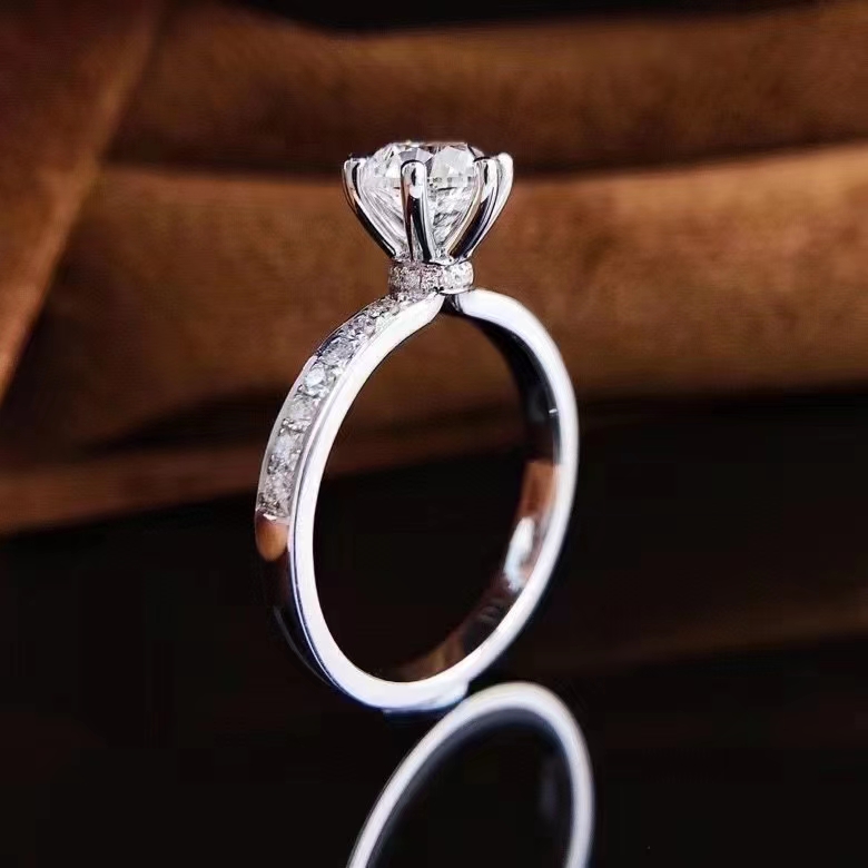 一克拉六爪戒指gia天然钻石求婚钻戒定制