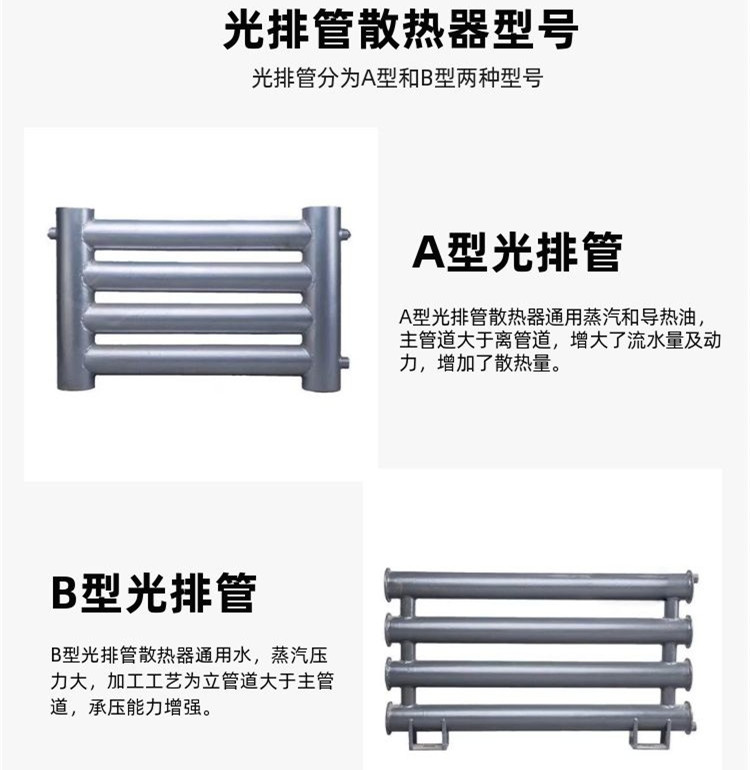 嘉奧光面排管散熱器散熱量雙排光面暖氣片圖紙烘乾房用換熱器