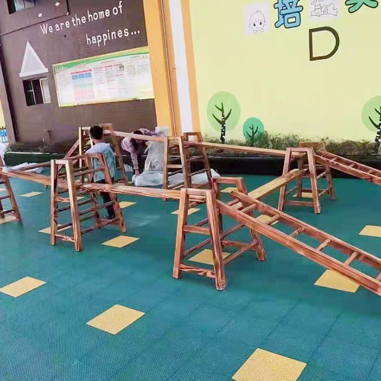 户外木质体能组合 16件套碳化木平衡训练器材 游戏爬梯幼儿园攀爬架