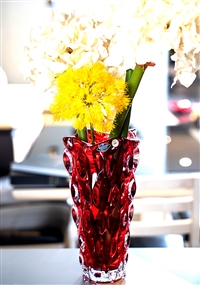 捷克进口BOHEMIA水晶玻璃花瓶现代简约摆件台面红色送礼花瓶装饰