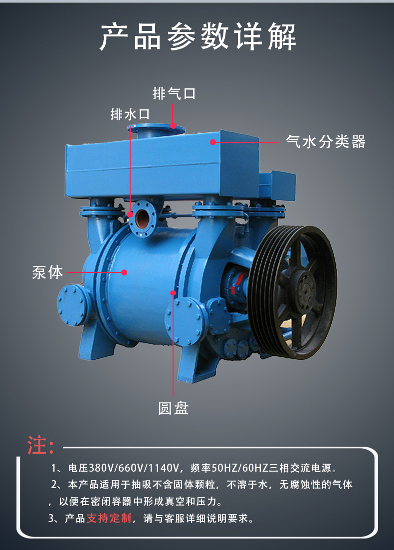 2bec進口水環式真空泵大功率水循環化工用水環式真空泵