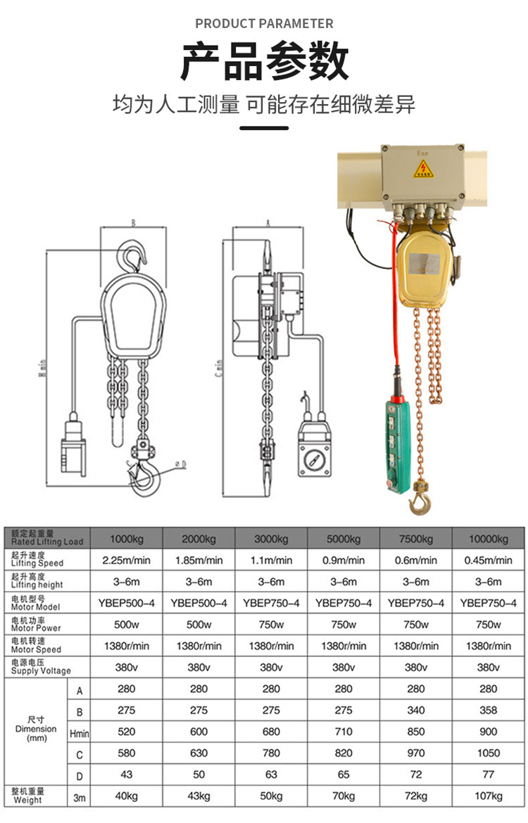 防爆电动葫芦型号规格图片