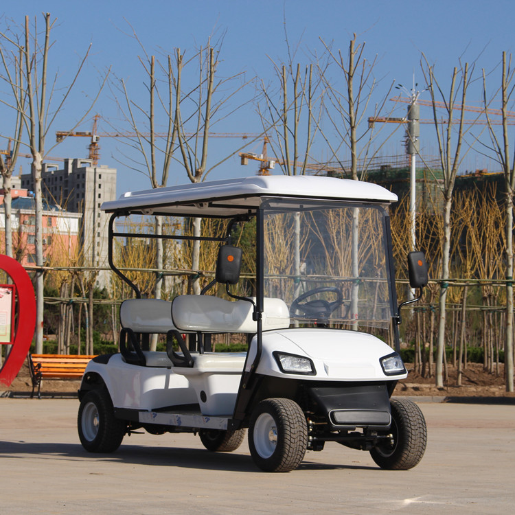 厂家供应 四座四轮电动观光车 景区物业旅游白色观光车 带斗可试驾