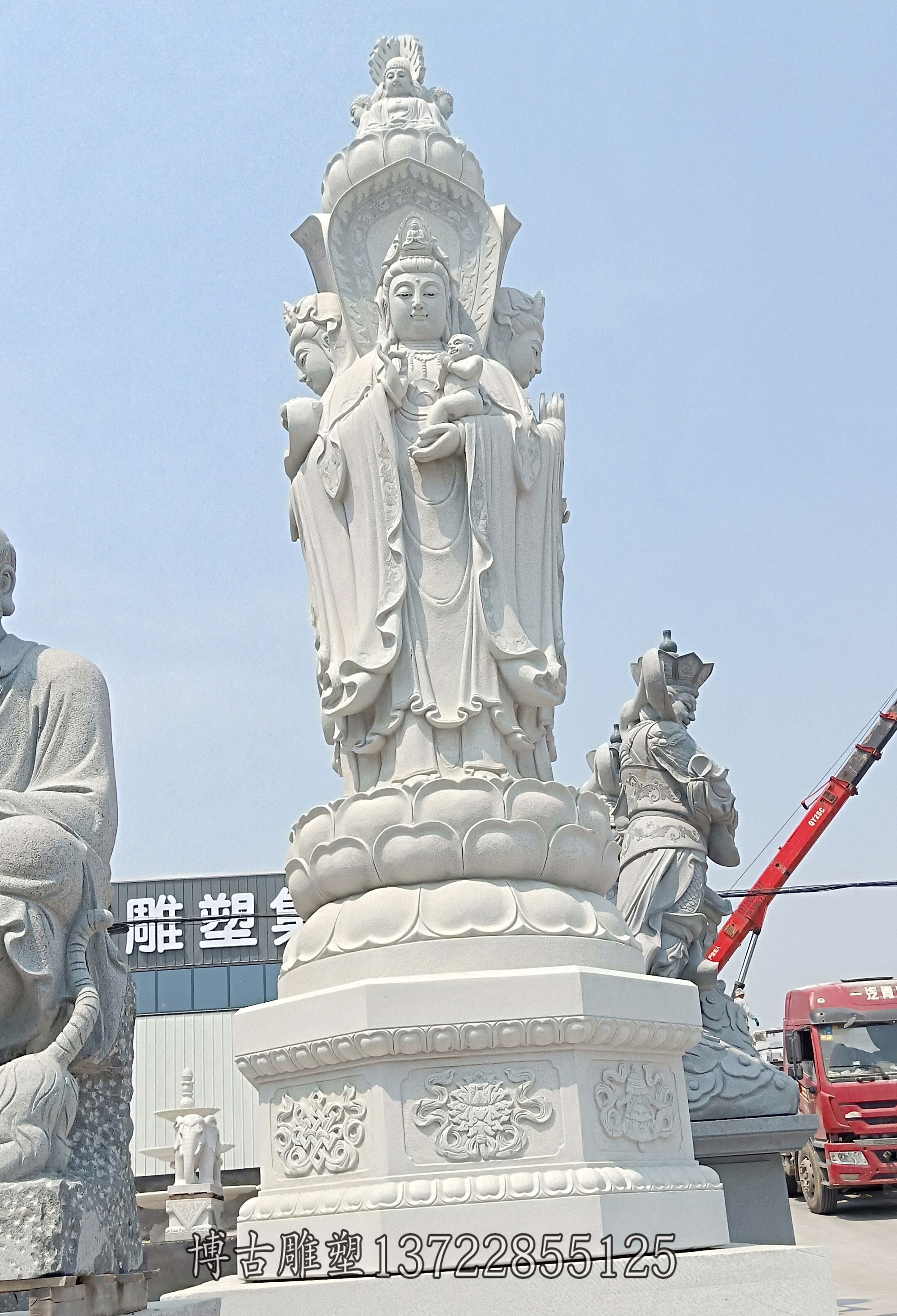 安徽寺庙汉白玉石雕观音厂家定制佛像