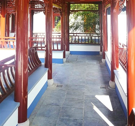 美人靠栏杆铝合金焊接仿古中式美人靠古建别墅凉亭长廊座椅