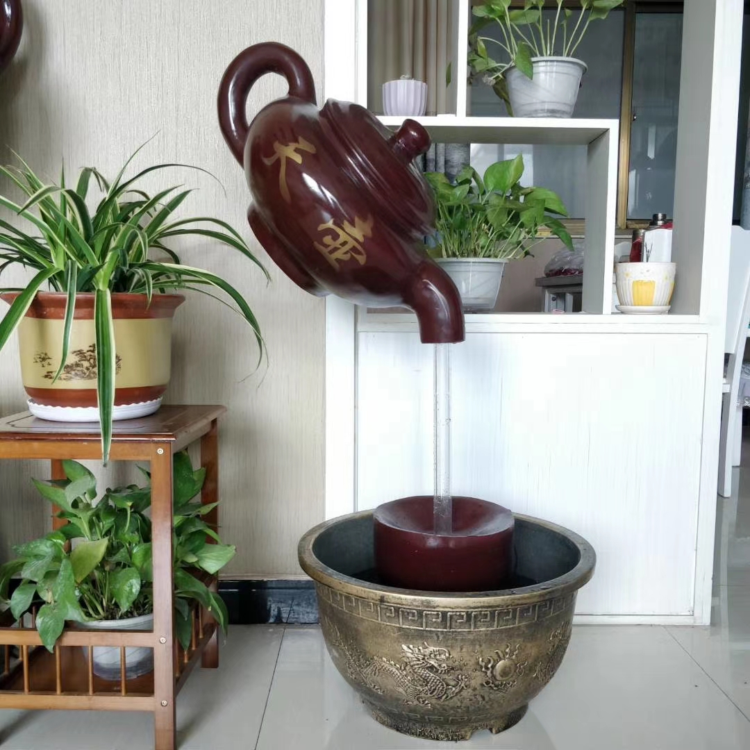 玻璃钢流水悬空天壶户外田园农庄大型水景摆件仿真水壶室内装饰