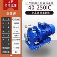 耐高温型不锈钢离心泵 IHW40-250IC 卧式化工泵