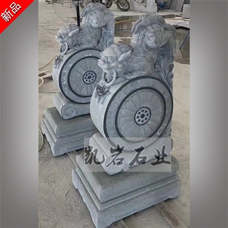 福建石雕抱鼓石 雕狮石雕门鼓石 花岗岩定制 寺庙古建雕刻