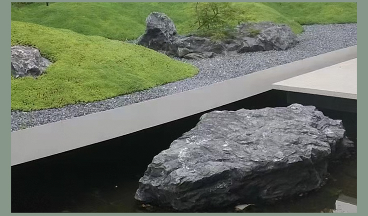 黑山石景观石产地黑山石山形切片新中式园林景观石