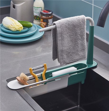 水置物架厨房可伸缩沥水架滤水池洗菜沥水篮家用洗碗抹布收纳架